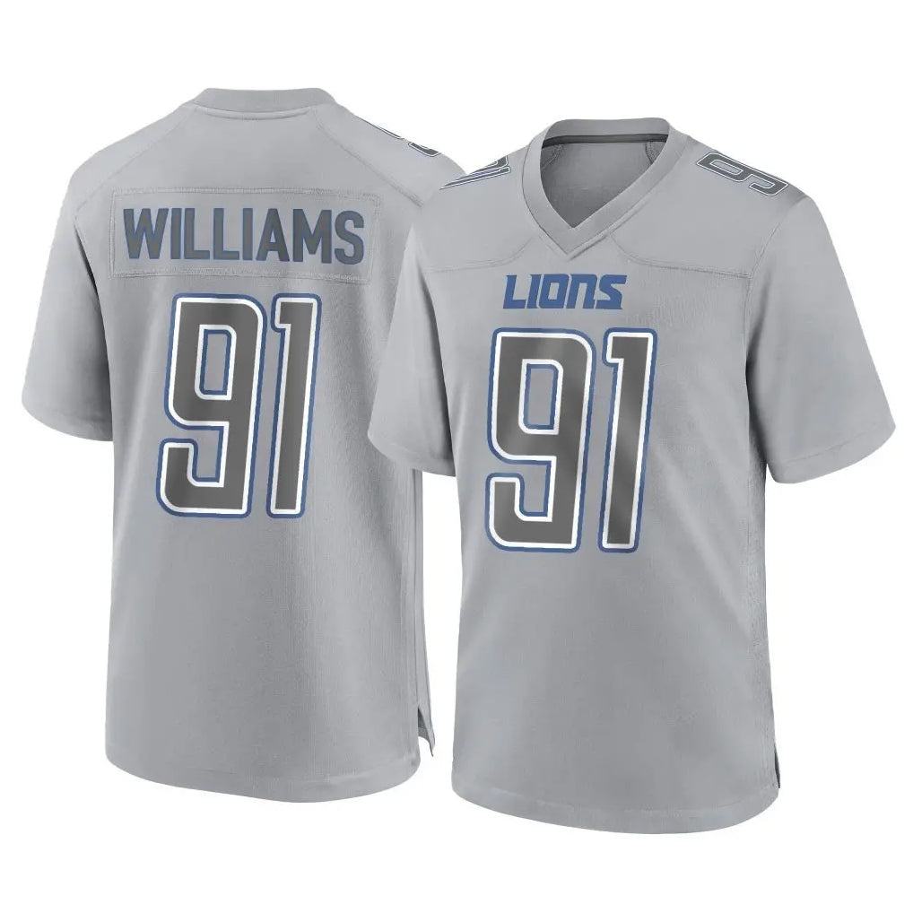 D.Lions #91 Tyleik Williams Player Gray Atmosphere Fashion Home Game Odoa Stitched Jerseys