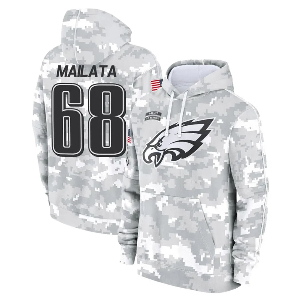 P.Eagles #68 Jordan Mailata Player Arctic Camo Salute to Service Pullover Hoodies Limited Game Odoa Stitched Jerseys