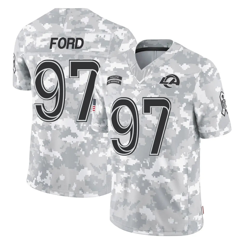 LA.Rams #97 Poona Ford Player Arctic Camo Salute To Service Limited Game Odoa Stitched Jerseys
