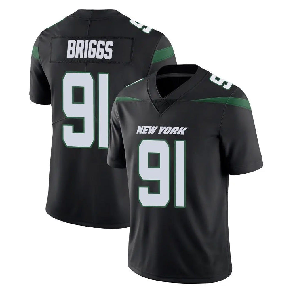 NY.Jets #91 Jowon Briggs Player Stealth Black Limited Vapor Home Game Odoa Stitched Jerseys