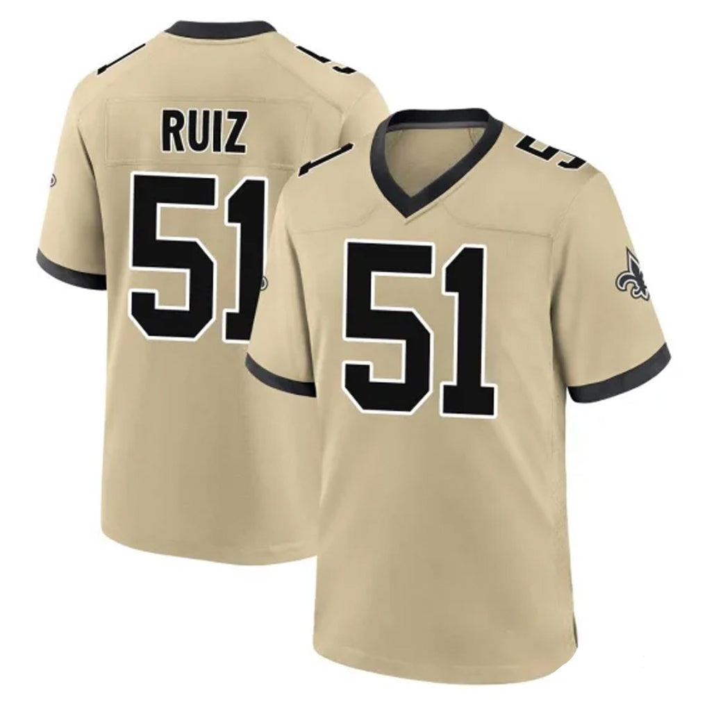 NO.Saints #51 Cesar Ruiz Player Gold Home Game Odoa Stitched Jerseys