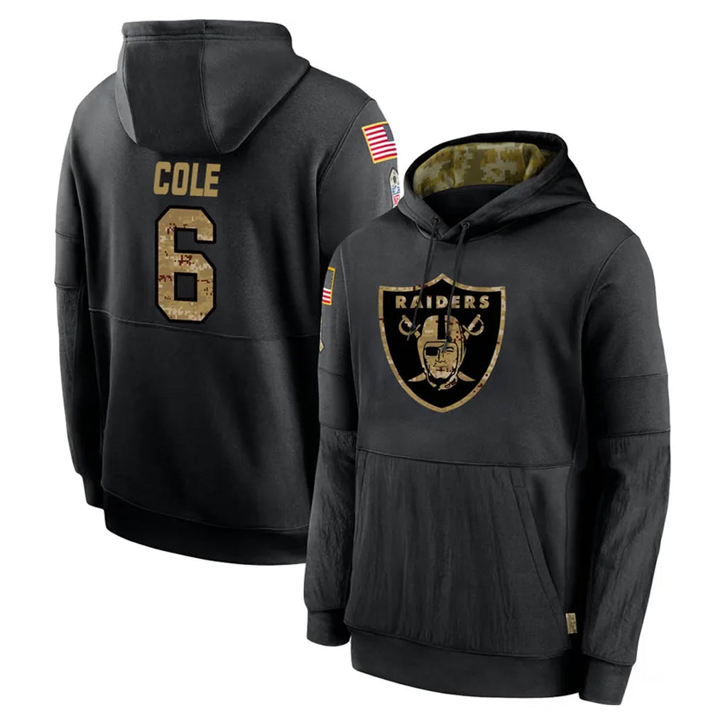 LV.Raiders #6 A.J. Cole Player Black Salute to Service Hoodies Limited Game Odoa Stitched Jerseys