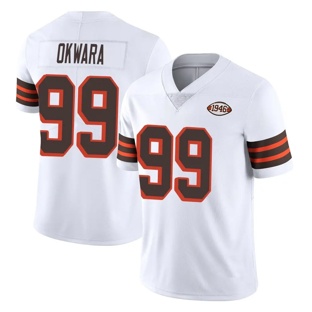 C.Browns #99 Julian Okwara Player White Limited  Vapor 1946 Collection Alternate Game Odoa Stitched Jerseys