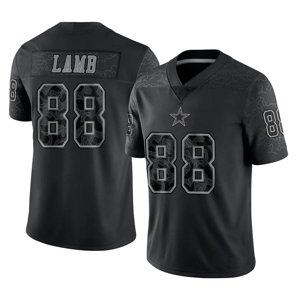 D.Cowboys #88 CeeDee Lamb Player Black Limited Reflective Home Game Odoa Stitched Jerseys