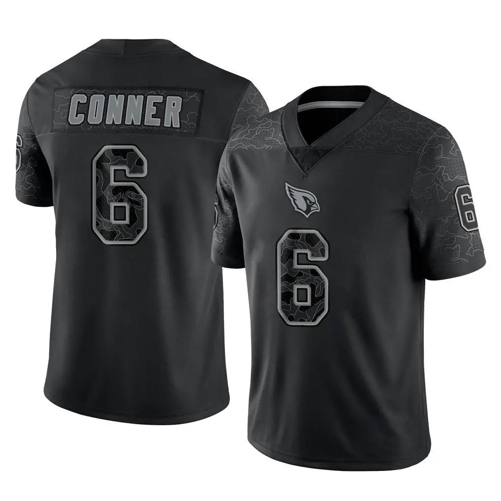 A.Cardinals #6 James Conner Player Black RFLCTV Limited Home Game Odoa Stitched Jerseys