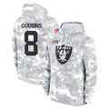LV.Raiders #8 Kirk Cousins Player Arctic Camo Salute to Service Hoodies Limited Game Odoa Stitched Jerseys