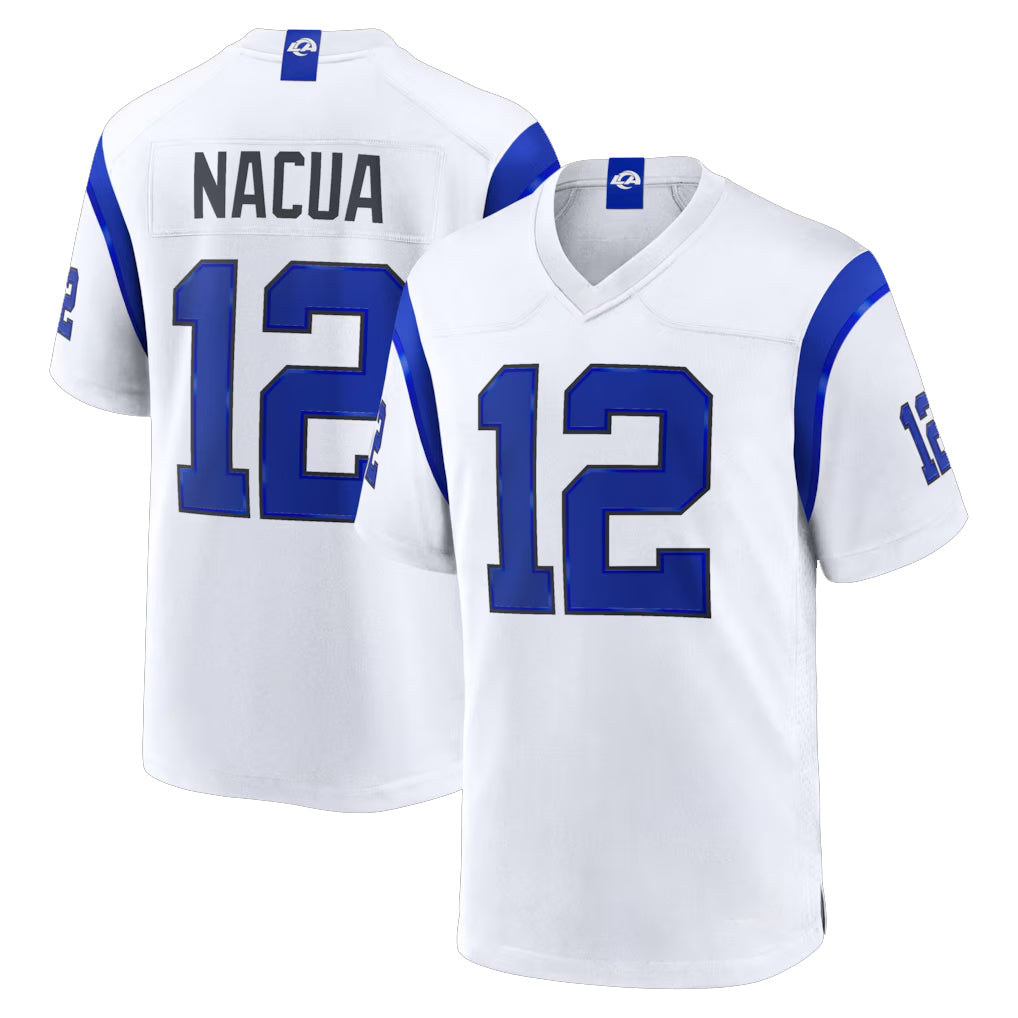 LA.Rams #12 Puka Nacua Player Fearsome White Home Game Odoa Stitched Jerseys