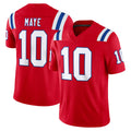 NE.Patriots #10 Drake Maye Player Red Limited Vapor F.U.S.E. Home Game Odoa Stitched Jerseys