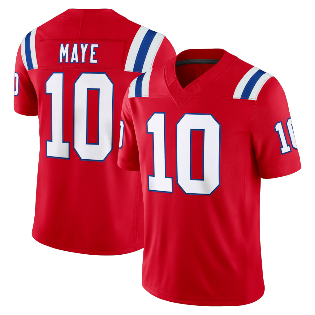 NE.Patriots #10 Drake Maye Player Red Limited Vapor F.U.S.E. Home Game Odoa Stitched Jerseys
