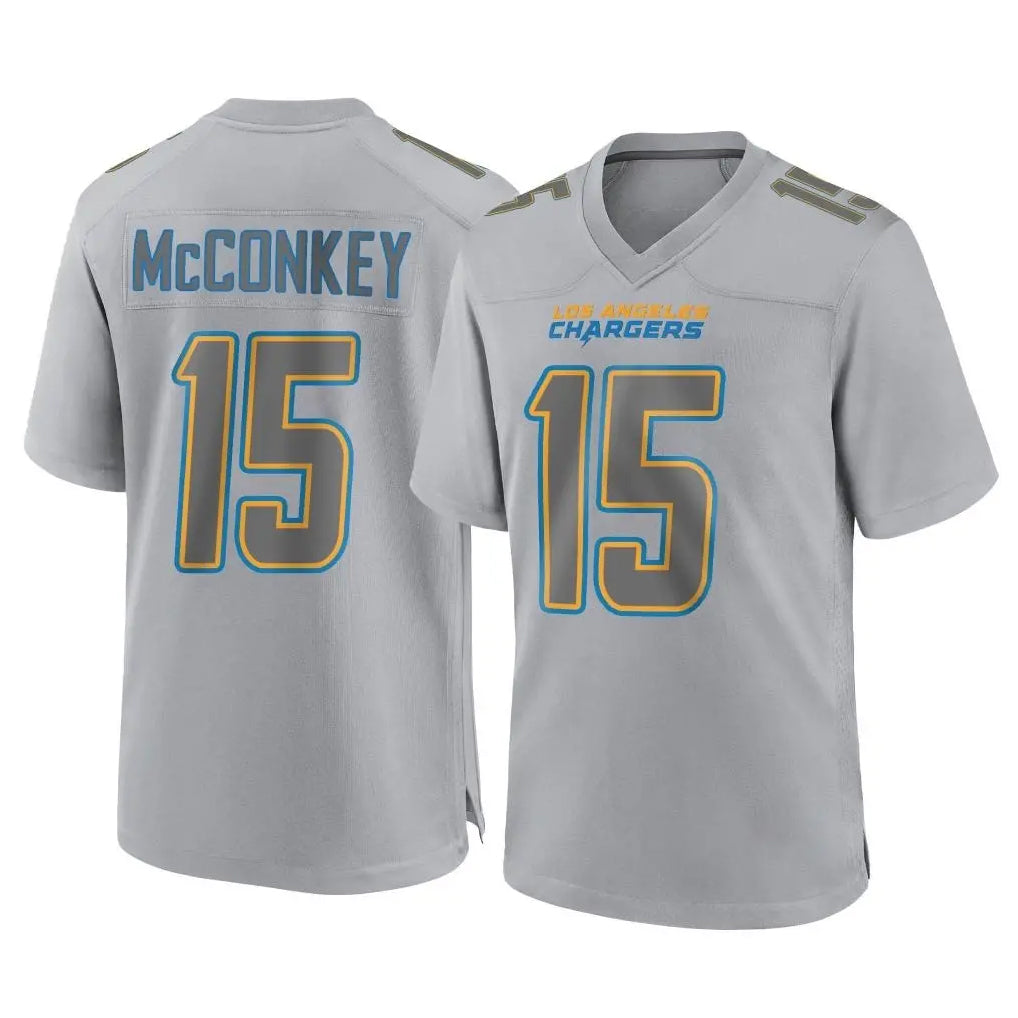 LA.Chargers #15 Ladd McConkey Player Gray Atmosphere Fashion Home Game Odoa Stitched Jerseys