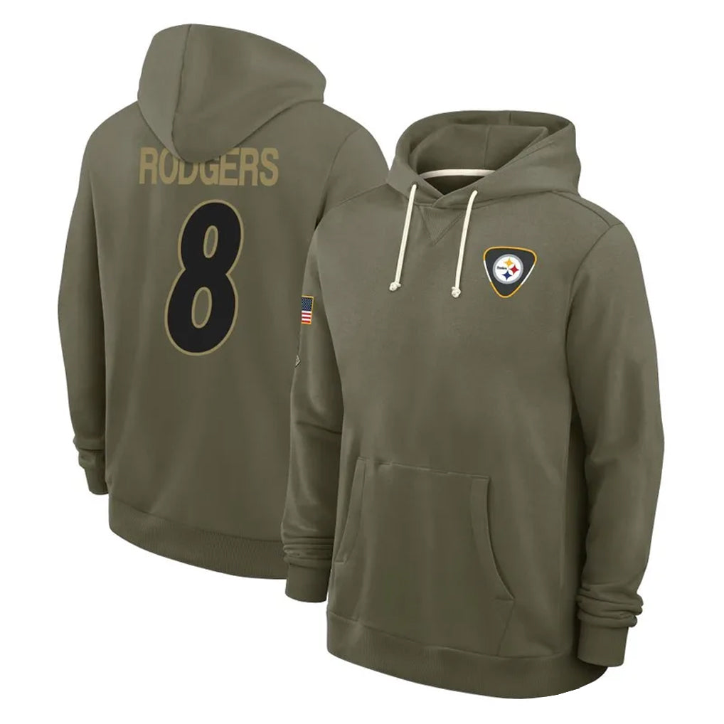 P.Steelers #8 Aaron Rodgers Player Olive Salute to Service Pullover Hoodies Limited Odoa Stitched Jerseys