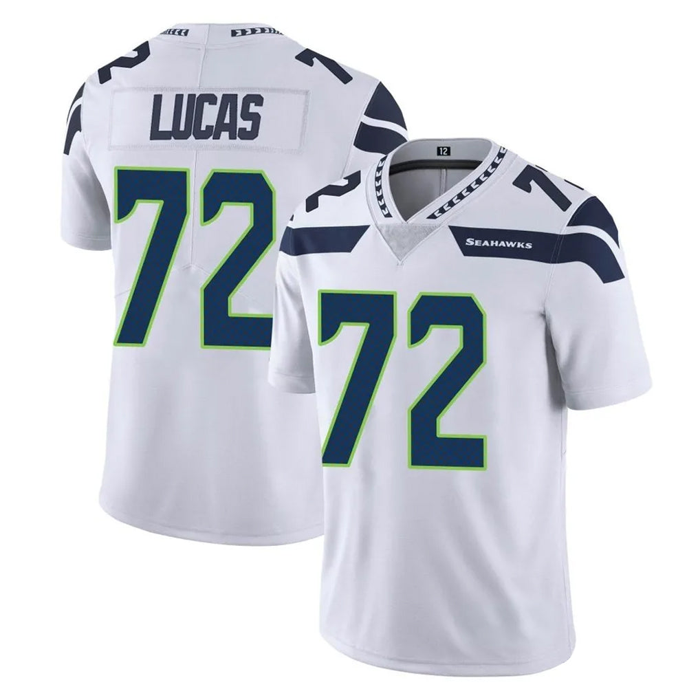 S.Seahawks #72 Abraham Lucas Player White Limited Vapor Untouchable Home Game Odoa Stitched Jerseys