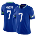 S.Seahawks #7 Uchenna Nwosu Player Royal Limited Throwback Vapor F.U.S.E. Home Game Odoa Stitched Jerseys
