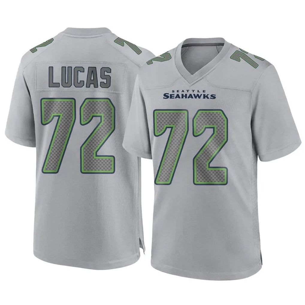 S.Seahawks #72 Abraham Lucas Player Gray Atmosphere Fashion Home Game Odoa Stitched Jerseys