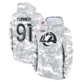 LA.Rams #91 Kobie Turner Player Arctic Camo Salute to Service Hoodies Limited Game Odoa Stitched Jerseys