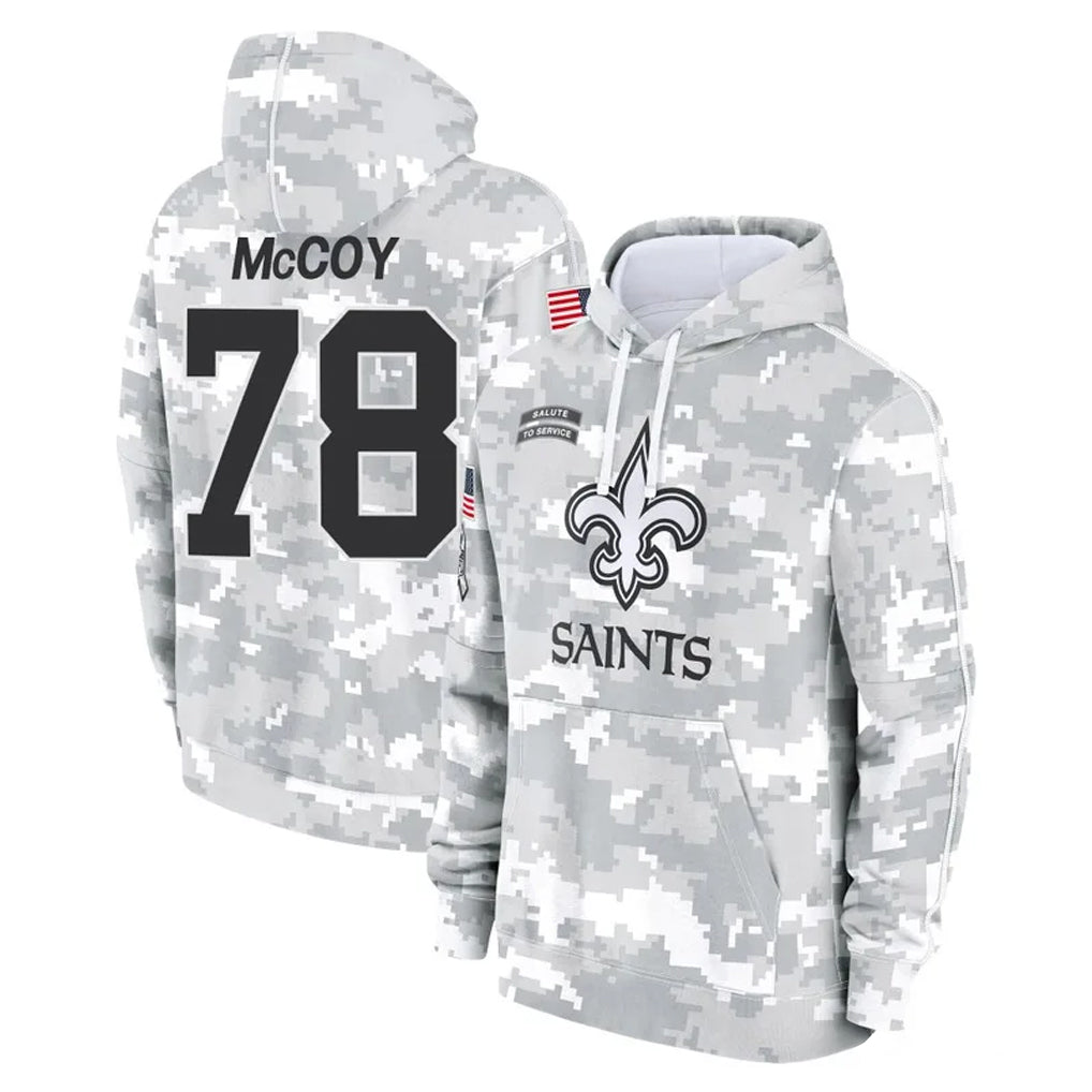 NO.Saints #78 Erik McCoy Player Arctic Camo Salute to Service Pullover Hoodies Limited Game Odoa Stitched Jerseys