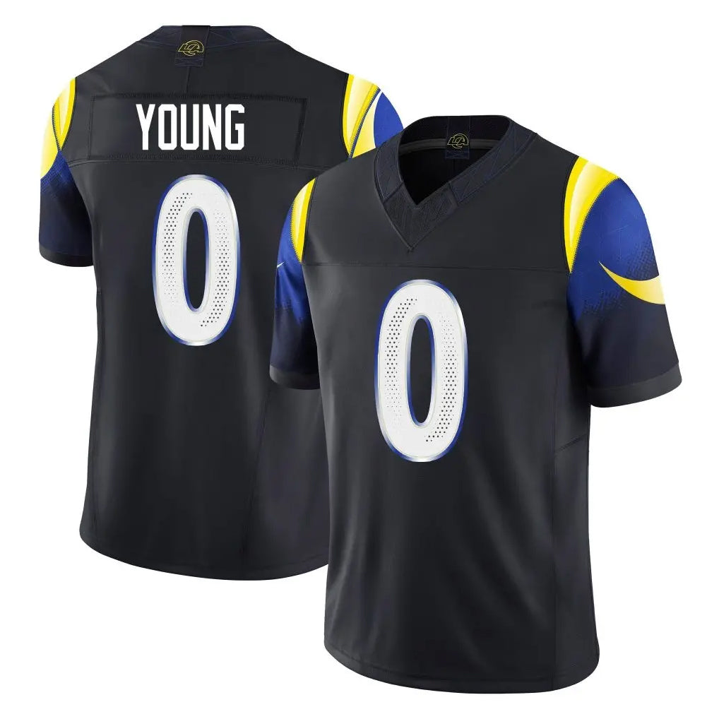 LA.Rams #0 Byron Young Player Black Midnight Rivalries Collection Limited Home Game Odoa Stitched Jerseys