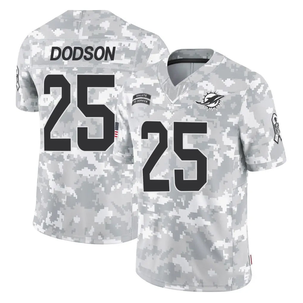 M.Dolphins #25 Tyrel Dodson Player Arctic Camo Salute To Service Limited Game Odoa Stitched Jerseys
