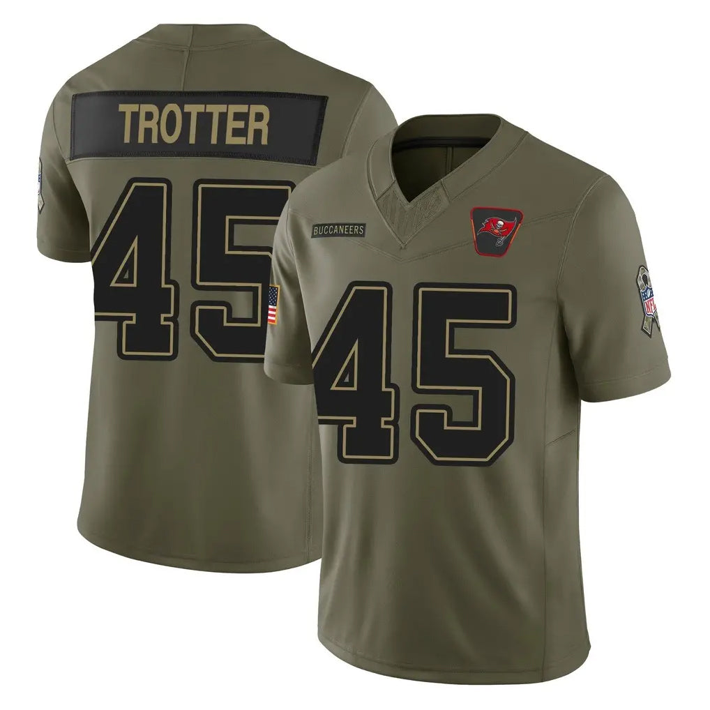 TB.Buccaneers #45 Josiah Trotte Player Olive 2025 Salute To Service Limited Home Game Odoa Stitched Jerseys