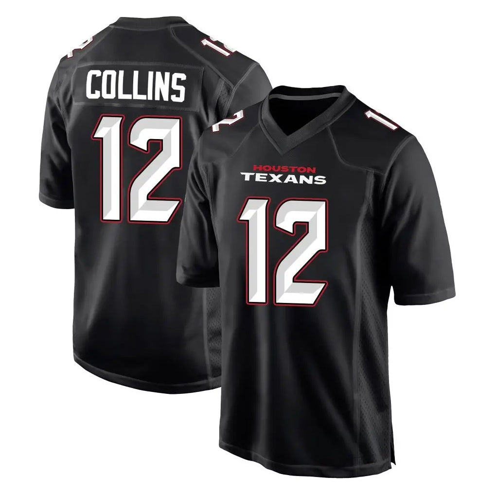 H.Texans #12 Nico Collins Player Carbon Black Fashion Home Game Odoa Stitched Jerseys