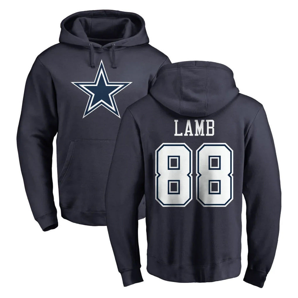 D.Cowboys #88 CeeDee Lamb Player Navy Pullover Hoodies Limited Odoa Stitched Jerseys