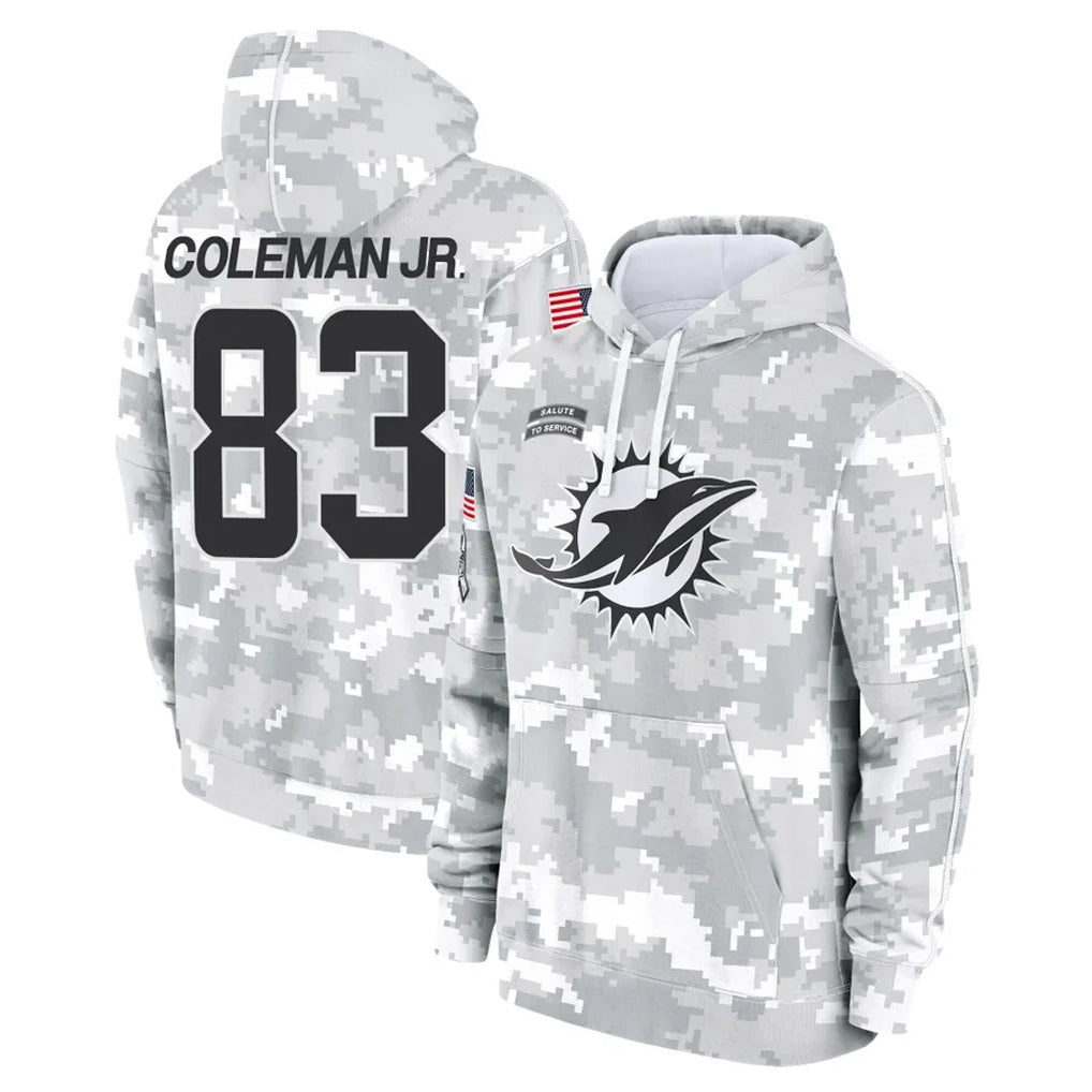 M.Dolphins #83 Kevin Coleman Jr. Player Arctic Camo Salute to Service Hoodies Limited Game Odoa Stitched Jerseys