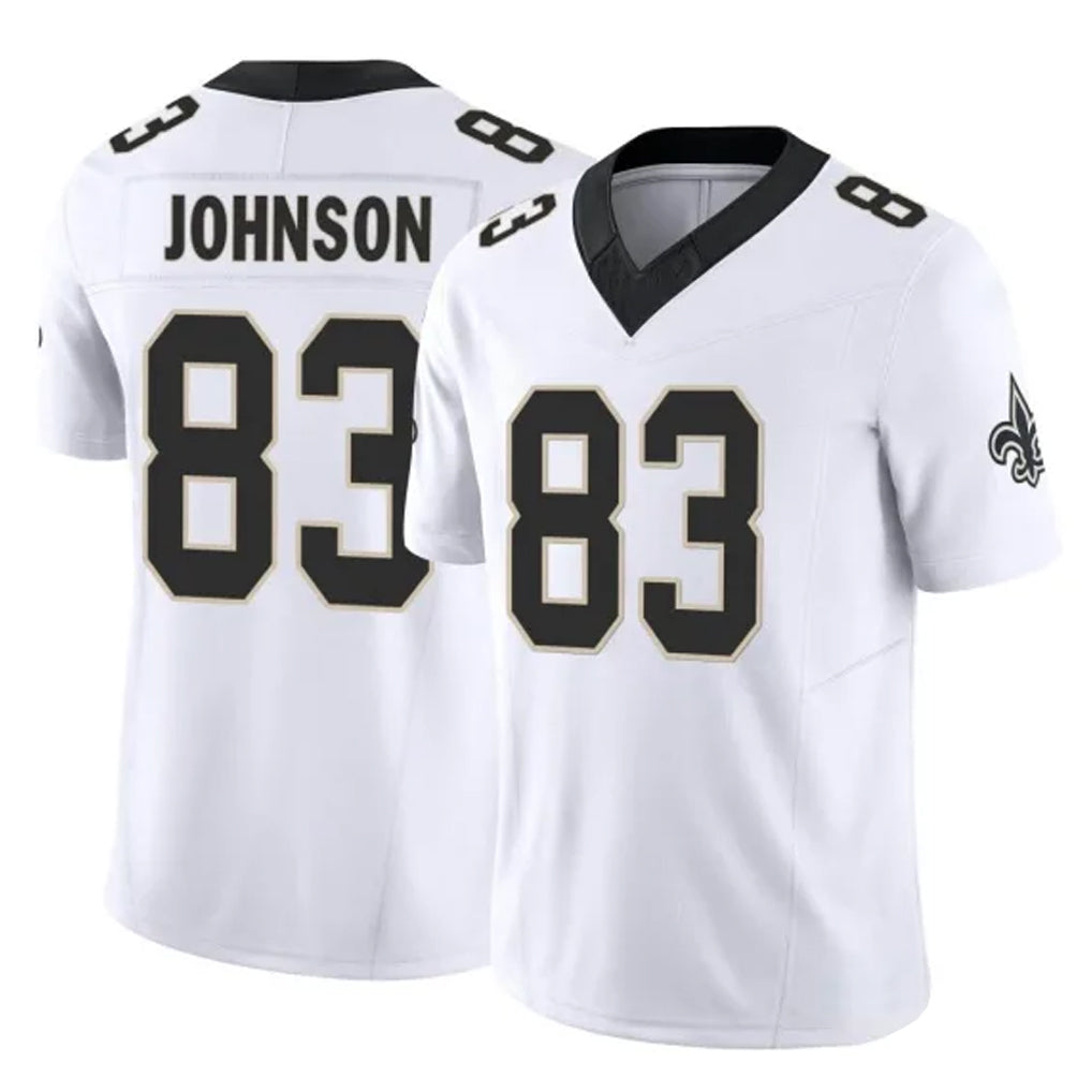 NO.Saints #83 Juwan Johnson Player White Limited Vapor F.U.S.E. Home Game Odoa Stitched Jerseys