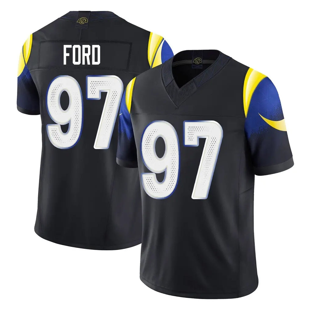 LA.Rams #97 Poona Ford Player Black Midnight Rivalries Collection Limited Home Game Odoa Stitched Jerseys