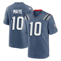 NE.Patriots #10 Drake Maye Player Blue Rivalries Collection Home Game Odoa Stitched Jerseys