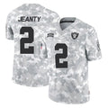 LV.Raiders #2 Ashton Jeanty Player Arctic Camo Salute To Service Limited Game Odoa Stitched Jerseys