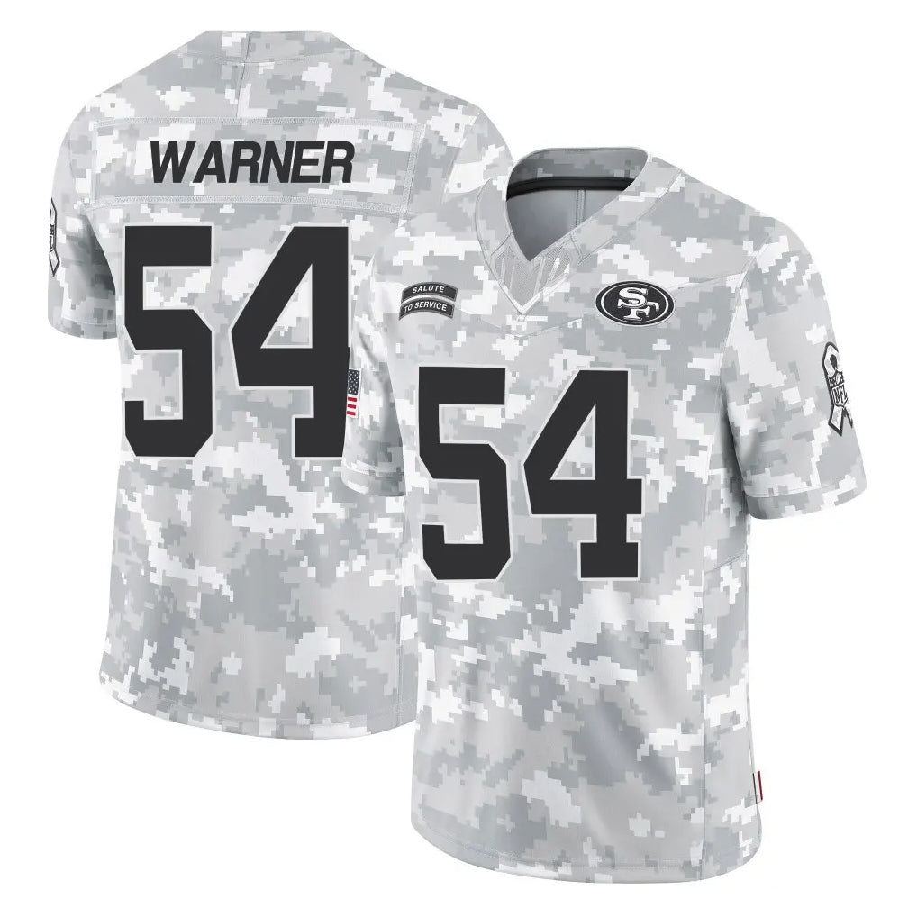 SF.49ers #54 Fred Warner Player Arctic Camo Limited Salute To Service Home Game Odoa Stitched Jerseys