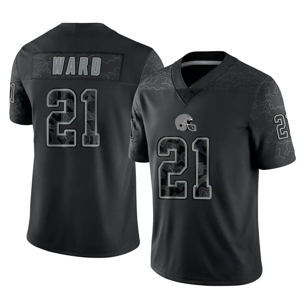 C.Browns #21 Denzel Ward Player Black Reflective Home Game Odoa Stitched Jerseys