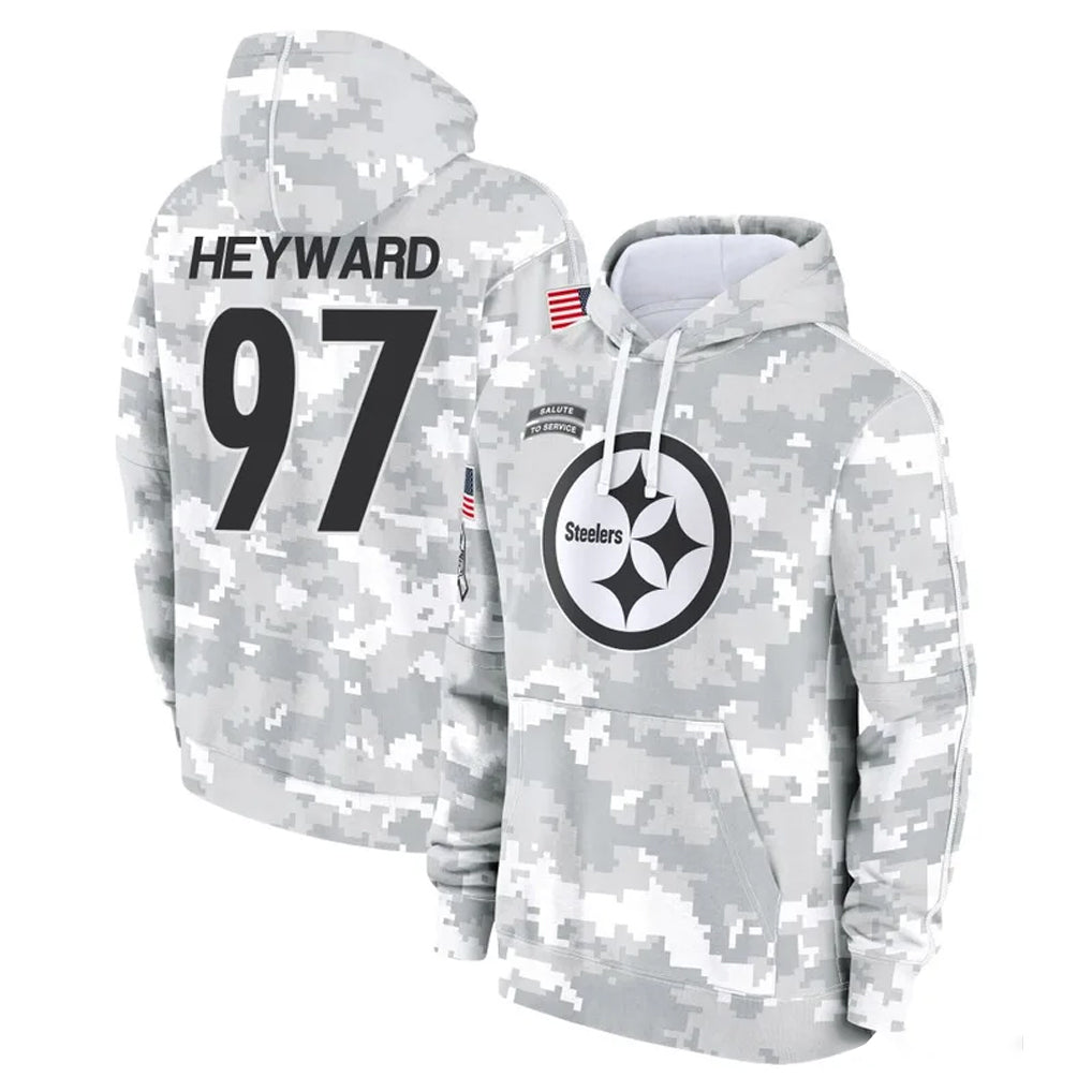 P.Steelers #97 Cameron Heyward Player Arctic Camo Limited Salute to Service Pullover Hoodies Game Odoa Stitched Jerseys