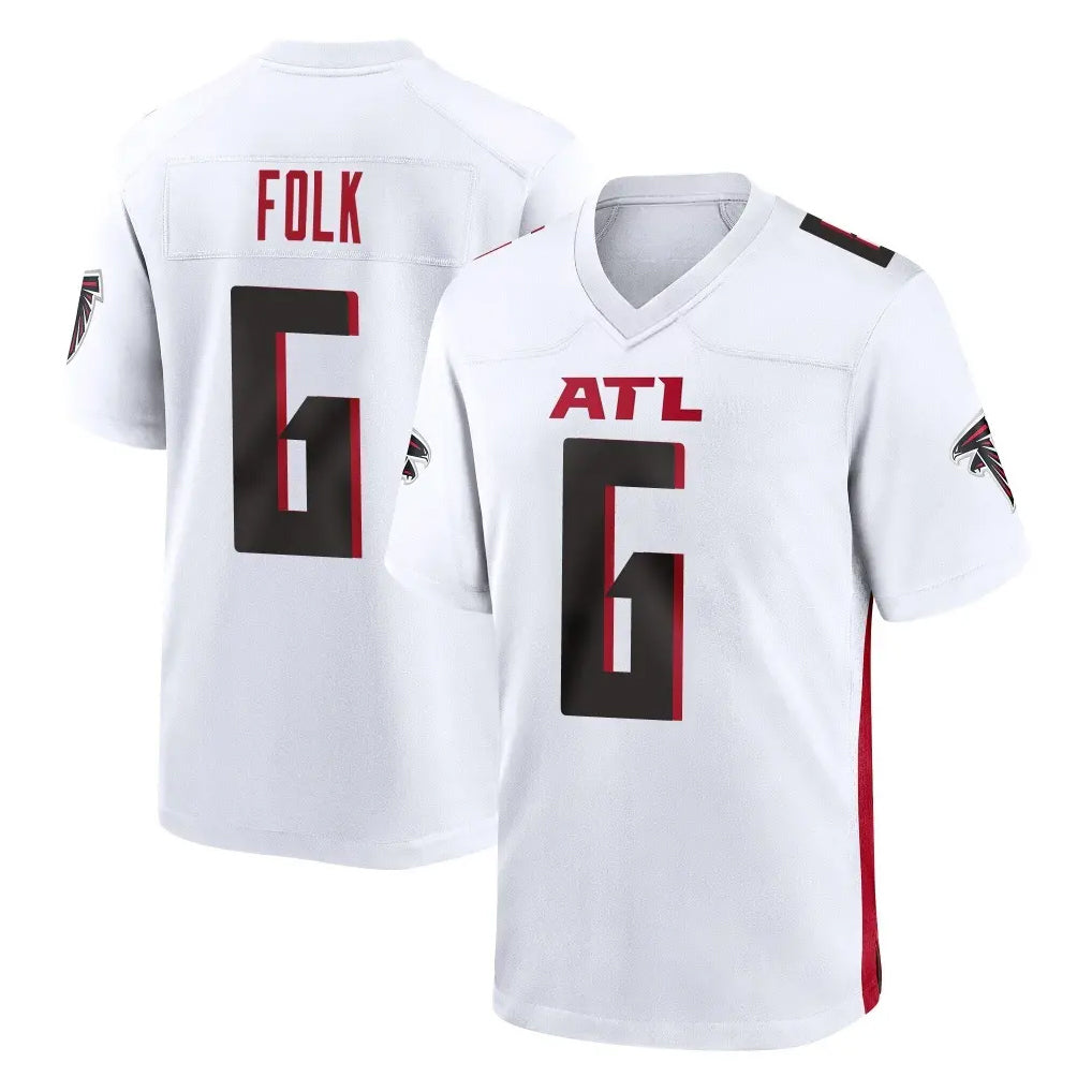 A.Falcons #6 Nick Folk Player White Home Game Odoa Stitched Jerseys