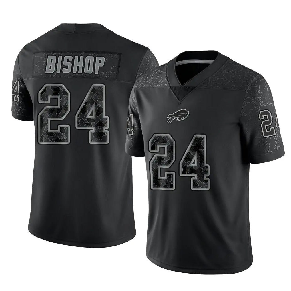 B.Bills #24 Cole Bishop Player Black RFLCTV Limited Odoa Stitched Jerseys