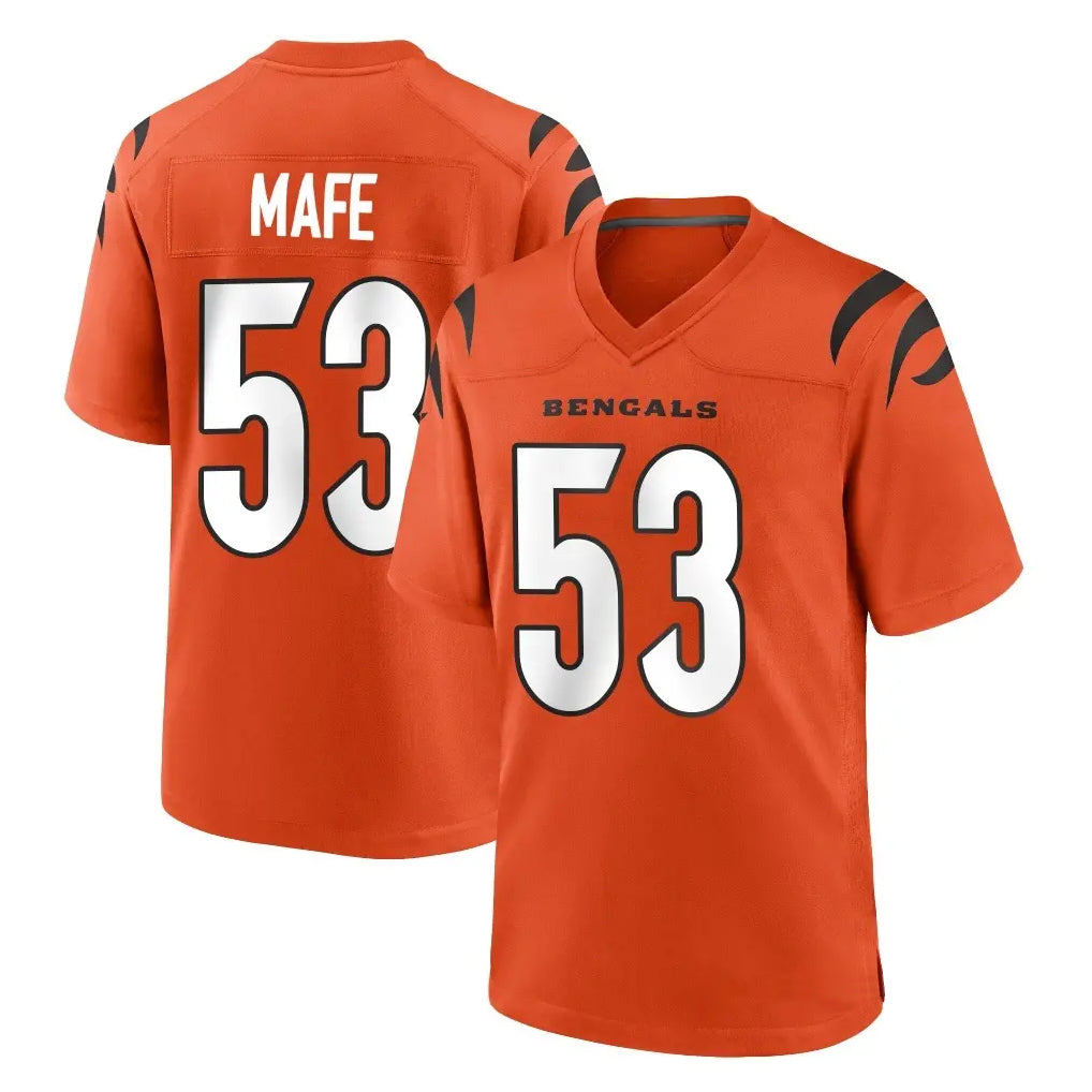 C.Bengals #53 Boye Mafe Player Orange Home Game Odoa Stitched Jerseys