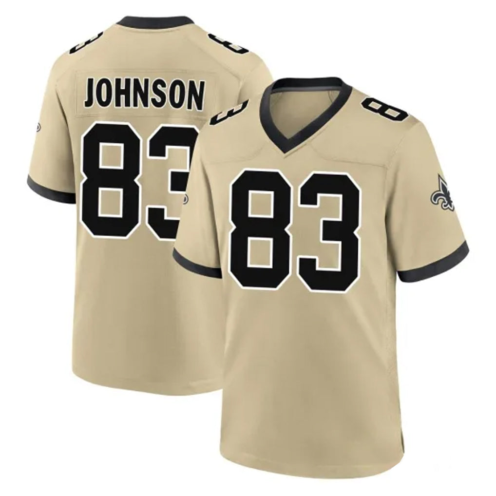 NO.Saints #83 Juwan Johnson Player Gold Home Game Odoa Stitched Jerseys