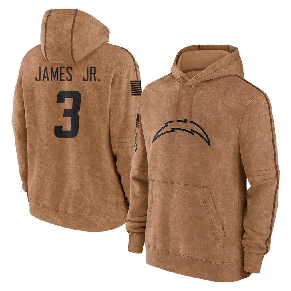 LA.Chargers #3 Derwin James Jr. Player Brown Salute to Service Hoodies Limited Game Odoa Stitched Jerseys