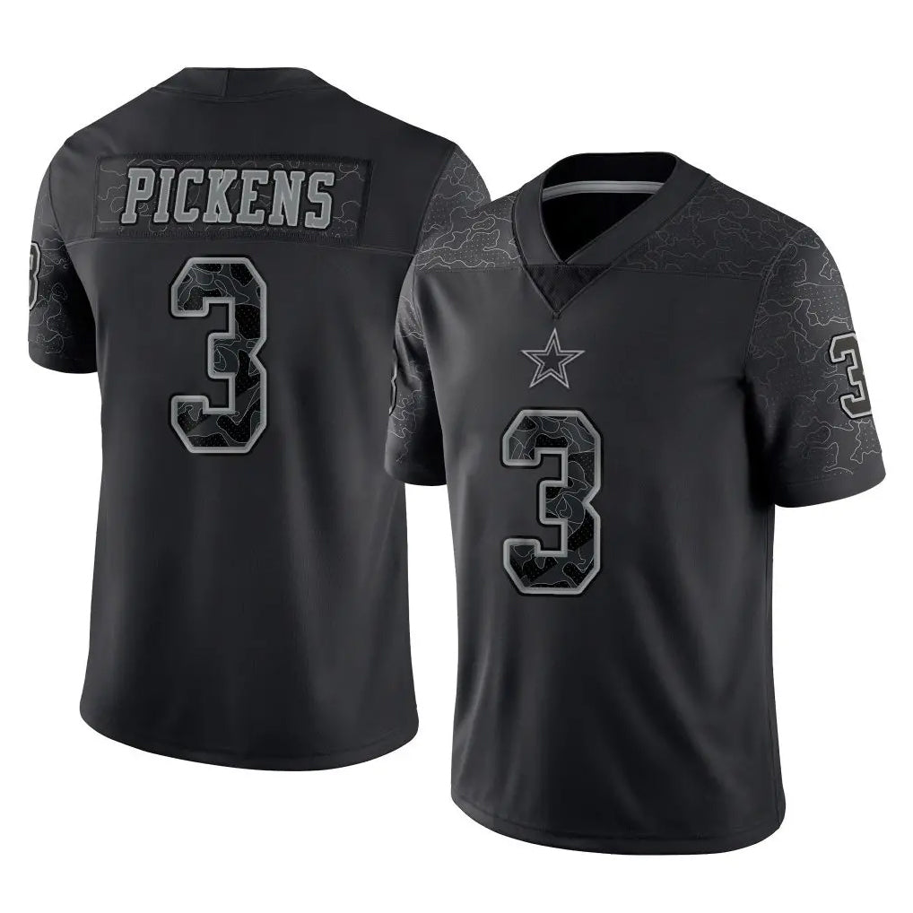 D.Cowboys #3 George Pickens Player Black Limited Reflective Home Game Odoa Stitched Jerseys
