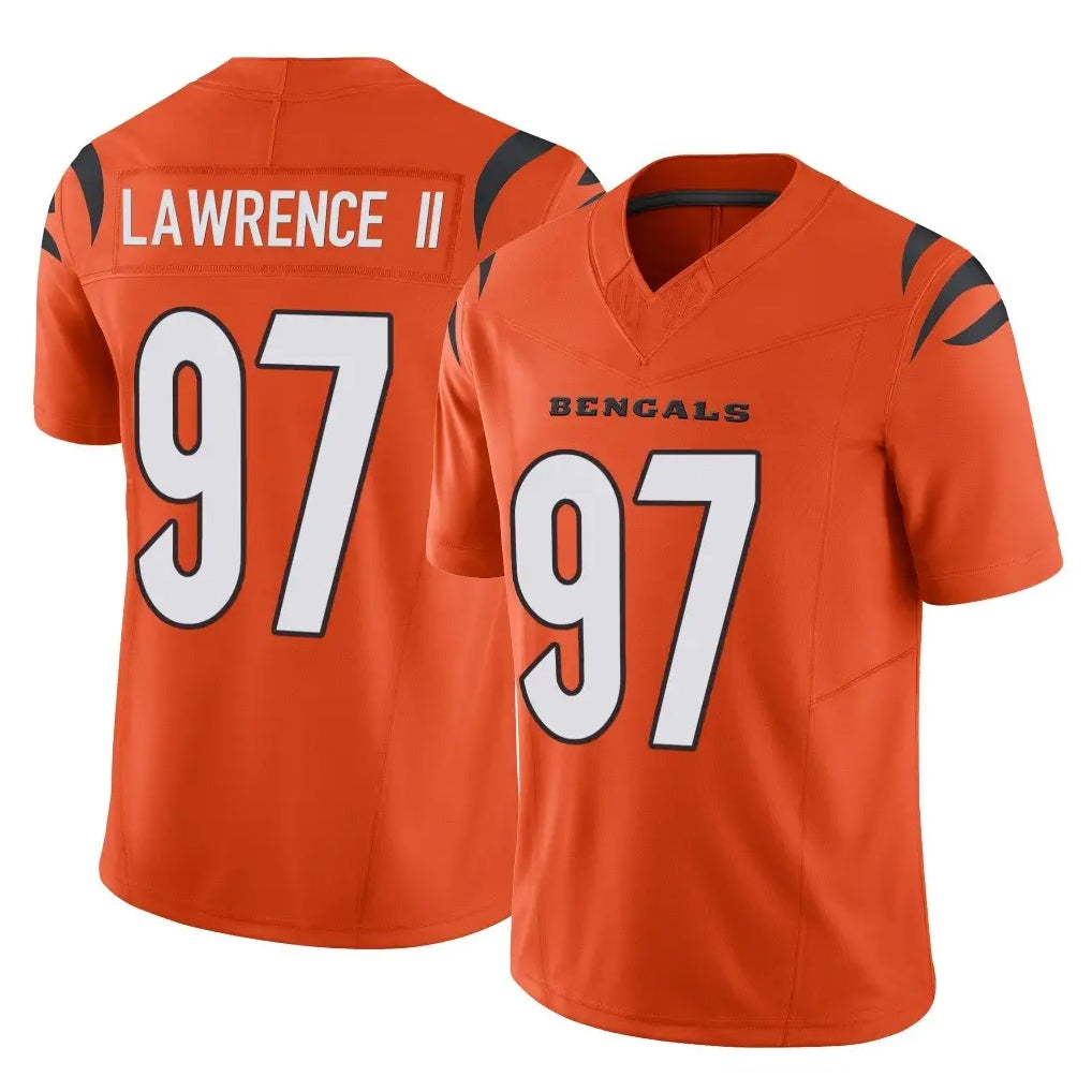 C.Bengals #97 Dexter Lawrence II Player Orange Vapor F.U.S.E. Limited Home Game Odoa Stitched Jerseys
