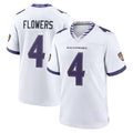 B.Ravens #4 Zay Flowers Player White Home Game Odoa Stitched Jerseys