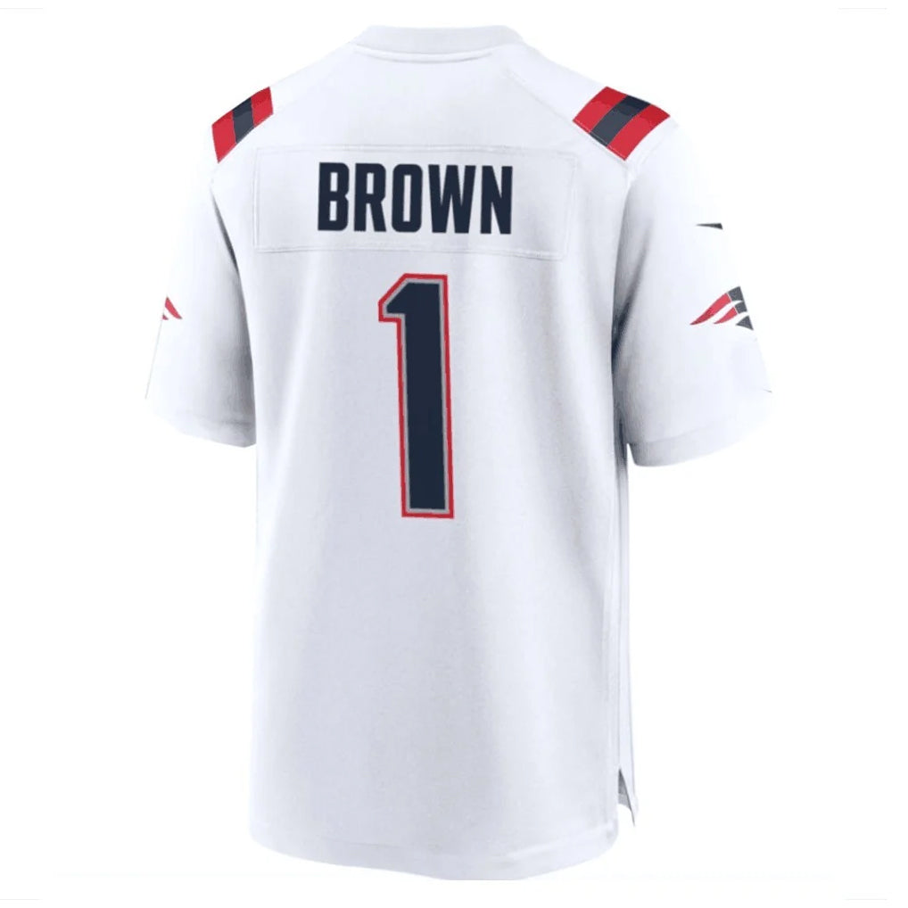 NE.Patriots #1 A.J. Brown Player White Home Game Odoa Stitched Jerseys