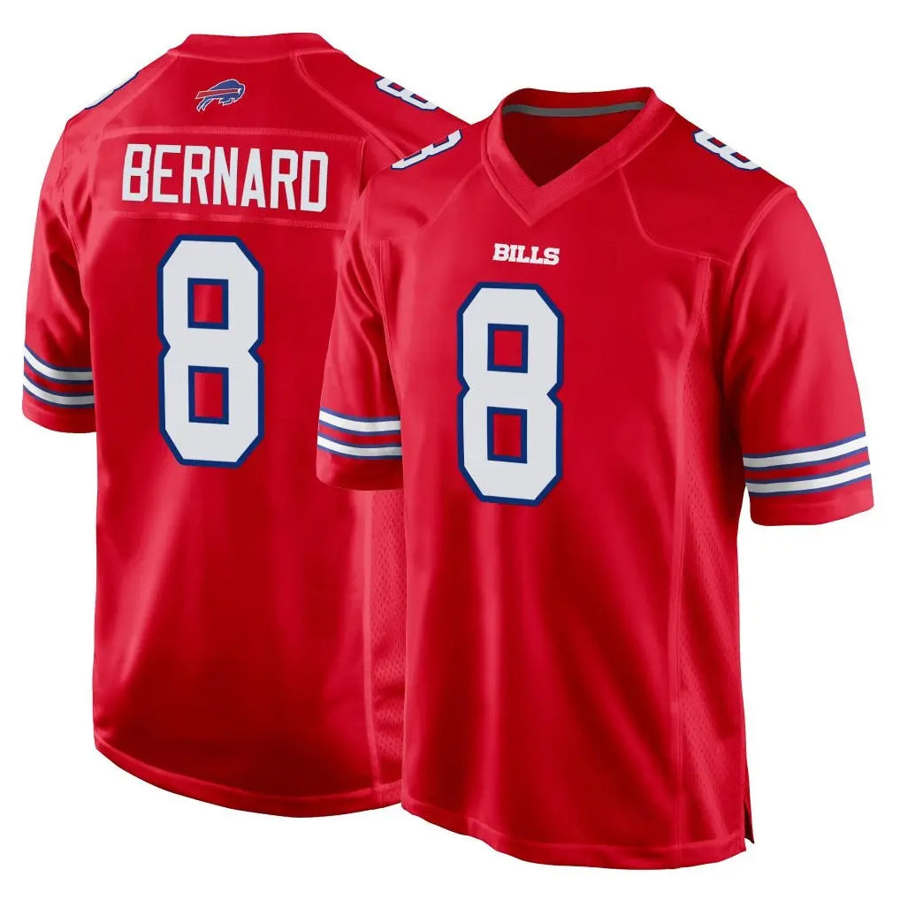 B.Bills #8 Terrel Bernard Player Red Home Game Odoa Stitched Jerseys
