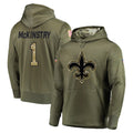 NO.Saints #1 Kool-Aid McKinstry Player Olive Salute to Service Pullover Hoodies Home Game Odoa Stitched Jerseys