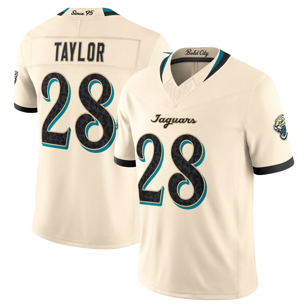 J.Jaguars #28 Fred Taylor Player Natural Limited 2026 Rivalries Collection Game Odoa Stitched Jerseys
