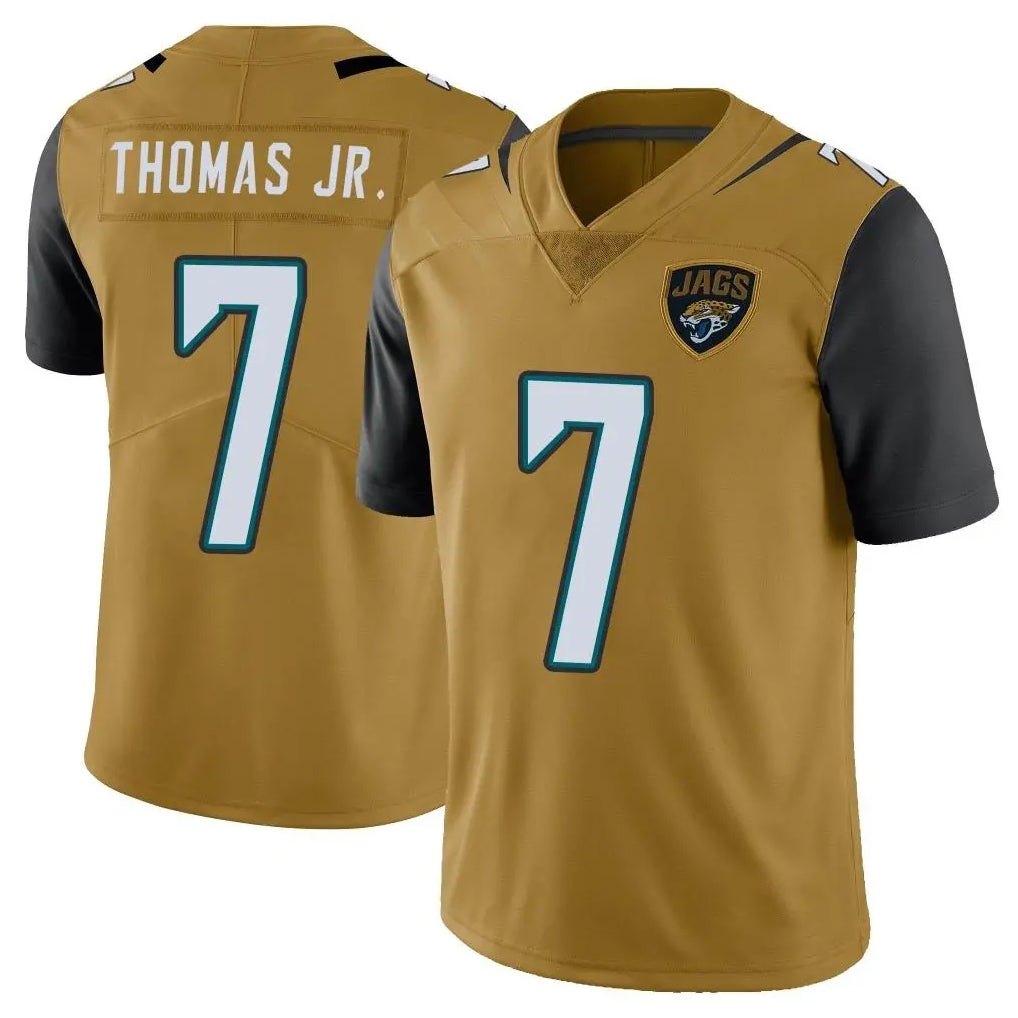 J.Jaguars #7 Brian Thomas Jr. Player Gold Vapor Limited Home Game Odoa Stitched Jerseys