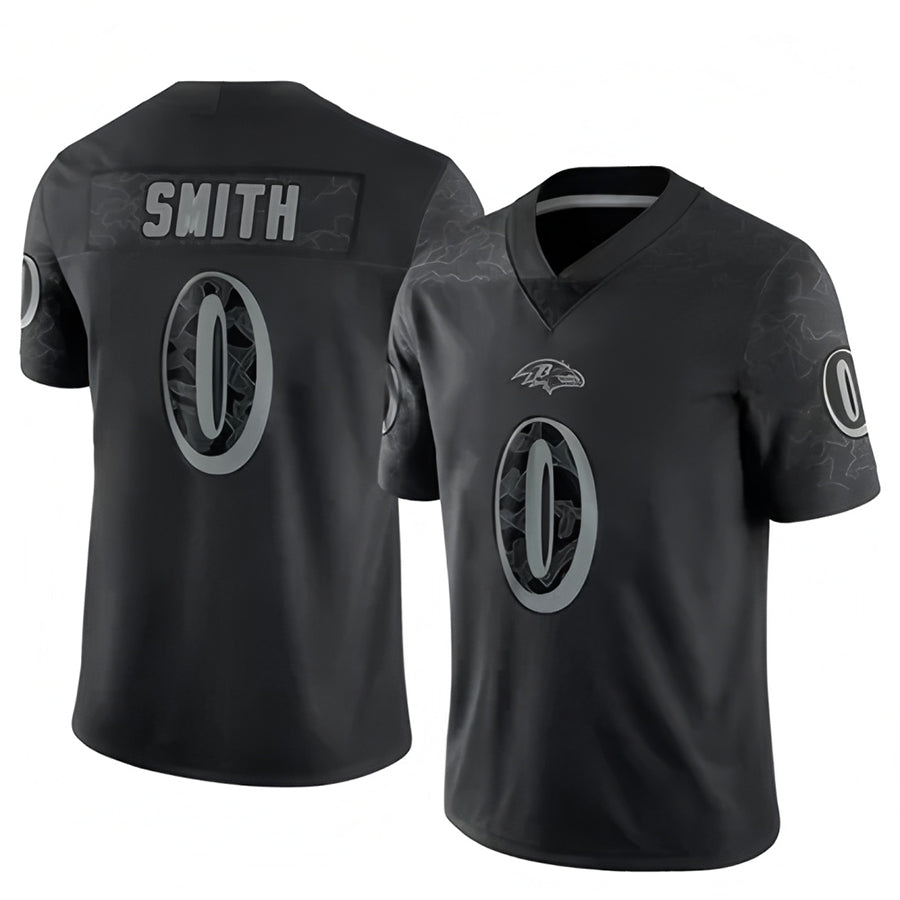 B.Ravens #0 Roquan Smith Player Black REFLECTIVE Limited Odoa Stitched Jerseys