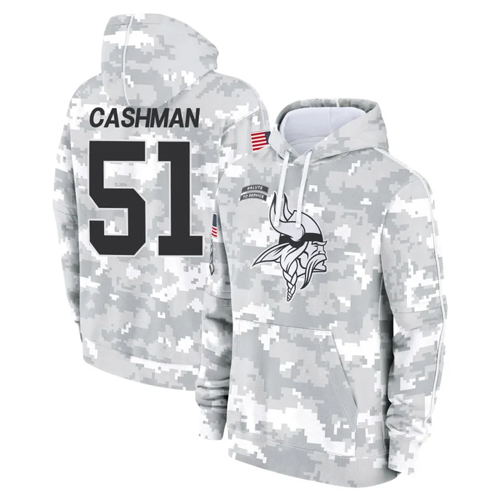 M.Vikings #51 Blake Cashman Player Arctic Camo Salute to Service Pullover Hoodies Limited Game Odoa Stitched Jerseys