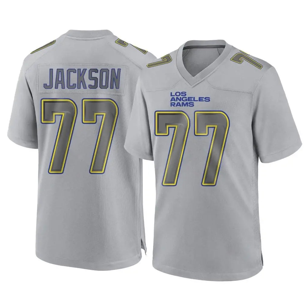 LA.Rams #77 Alaric Jackson Player Gray Atmosphere Fashion Home Game Odoa Stitched Jerseys