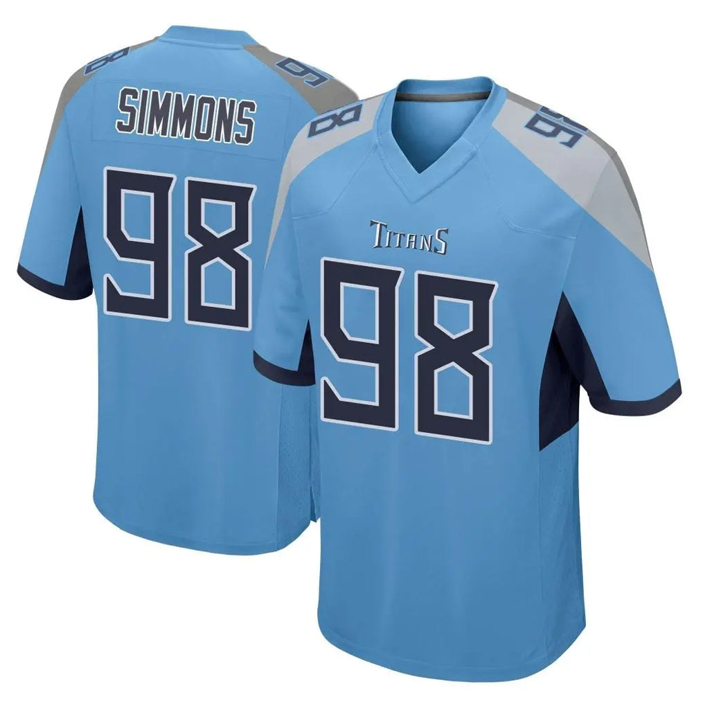T.Titans #98 Jeffery Simmons Player Light Blue Home Game Odoa Stitched Jerseys